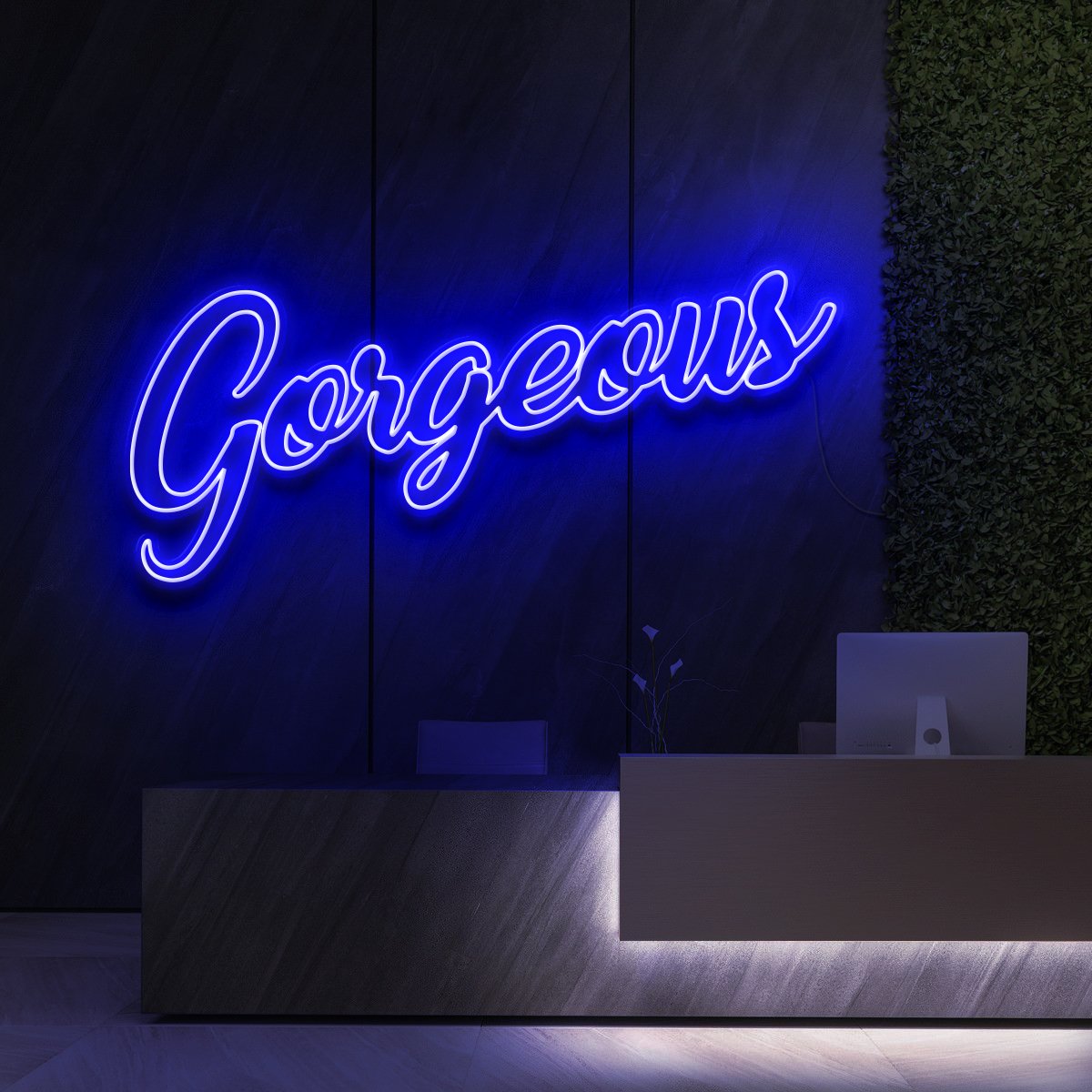 "Gorgeous" Neon Sign for Beauty Salons & Cosmetic Studios 120cm (4ft) / Blue / LED Neon by Neon Icons
