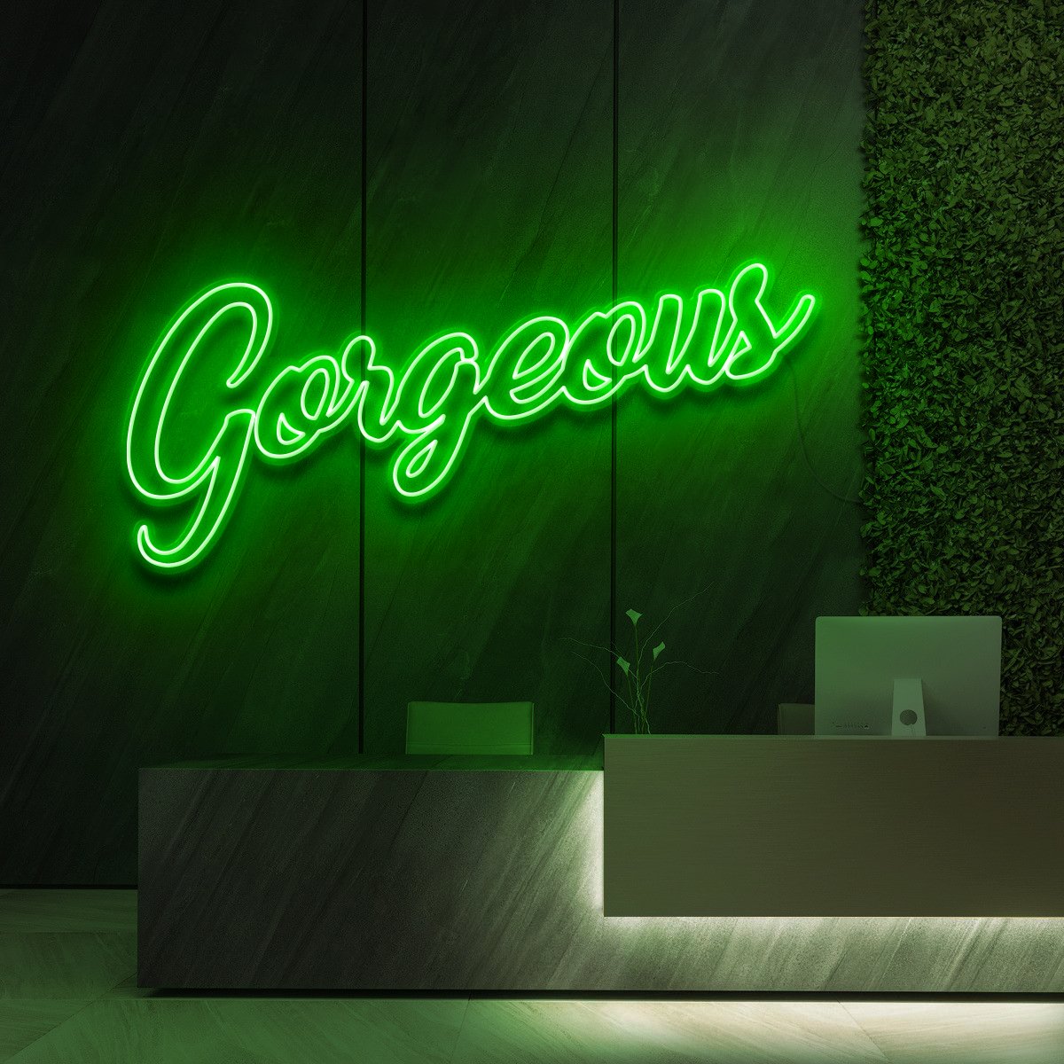 "Gorgeous" Neon Sign for Beauty Salons & Cosmetic Studios 120cm (4ft) / Green / LED Neon by Neon Icons