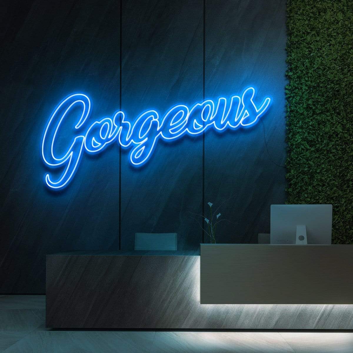 "Gorgeous" Neon Sign for Beauty & Cosmetic Studios 120cm (4ft) / Ice Blue / LED Neon by Neon Icons