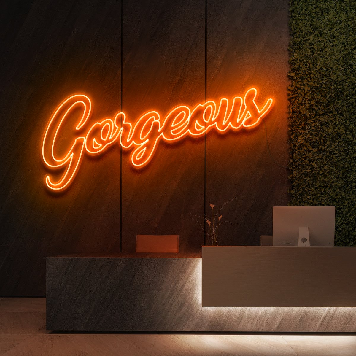 "Gorgeous" Neon Sign for Beauty Salons & Cosmetic Studios 120cm (4ft) / Orange / LED Neon by Neon Icons