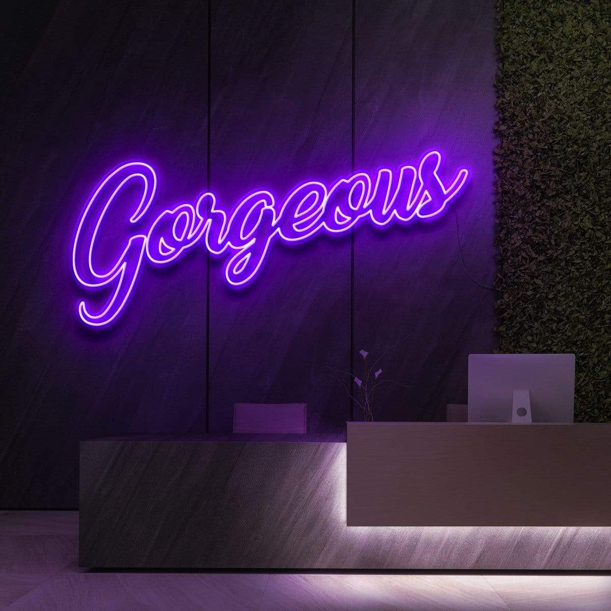"Gorgeous" Neon Sign for Beauty & Cosmetic Studios 120cm (4ft) / Purple / LED Neon by Neon Icons