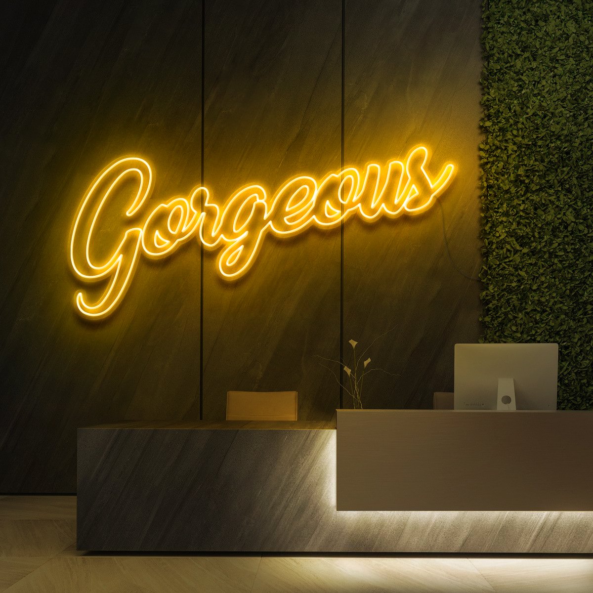 "Gorgeous" Neon Sign for Beauty Salons & Cosmetic Studios 120cm (4ft) / Yellow / LED Neon by Neon Icons