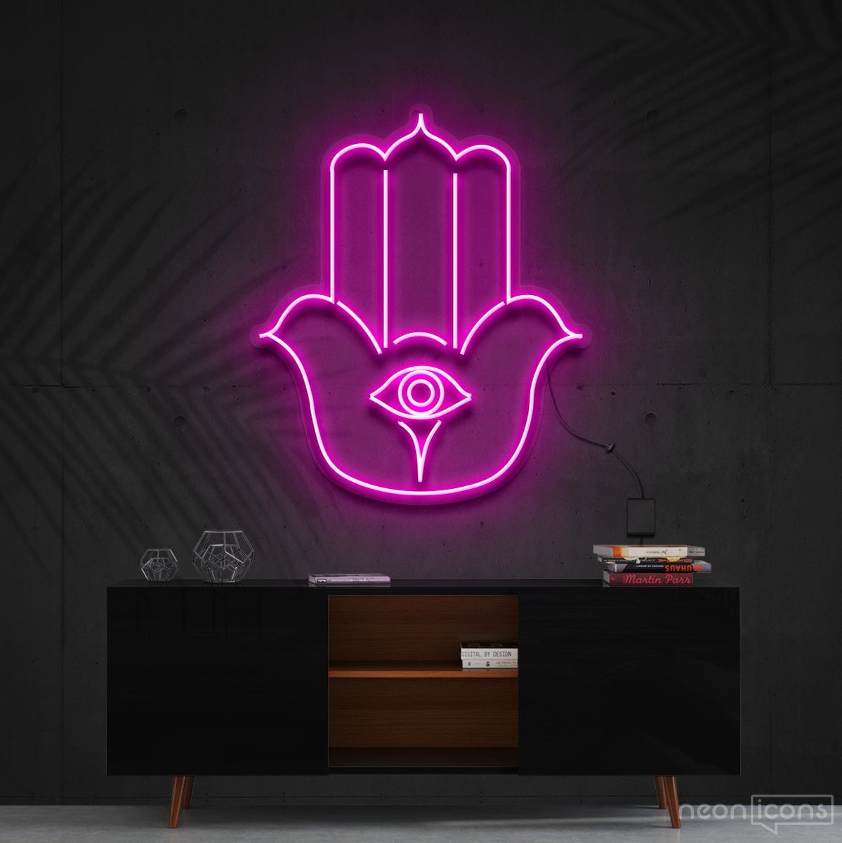 "Hamsa" Neon Sign 60cm (2ft) / Pink / Cut to Shape by Neon Icons