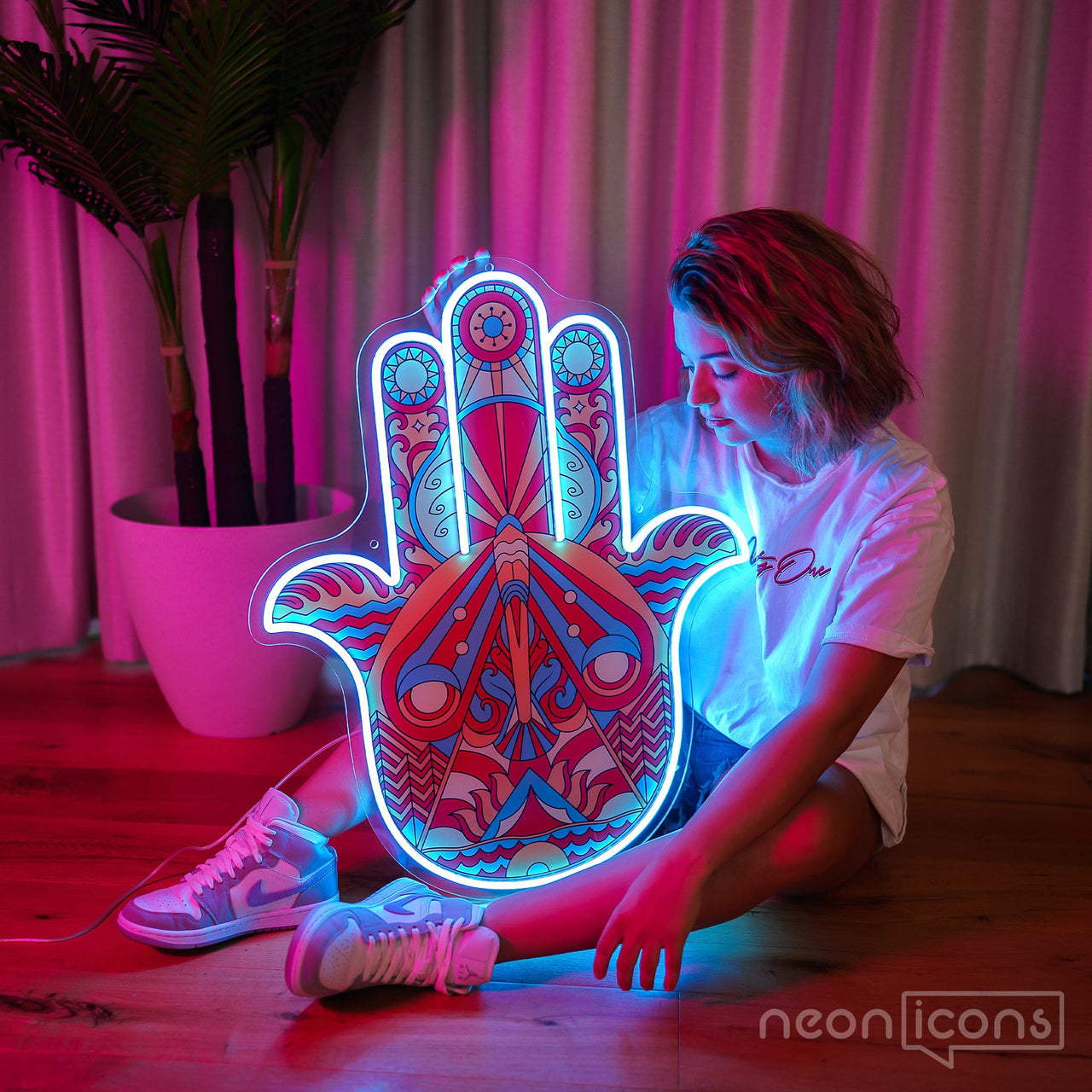 "Hamsa" Neon x Acrylic Artwork by Neon Icons