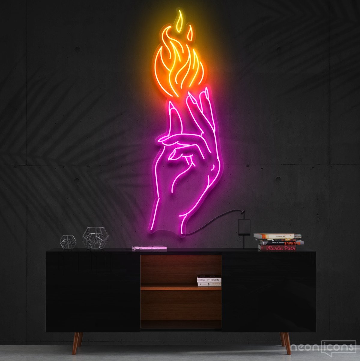 "Hand of Passion" Neon Sign 90cm (3ft) / Cut to Shape by Neon Icons