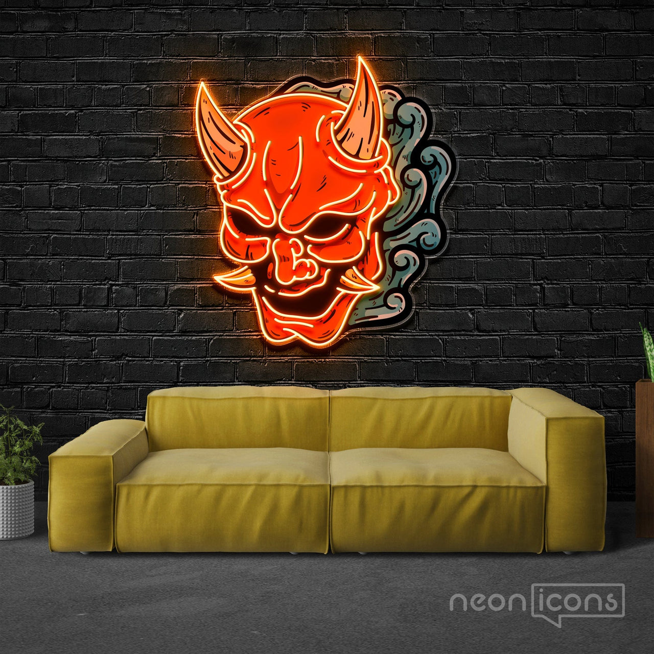 "Hannya Mask" Neon x Acrylic Artwork by Neon Icons