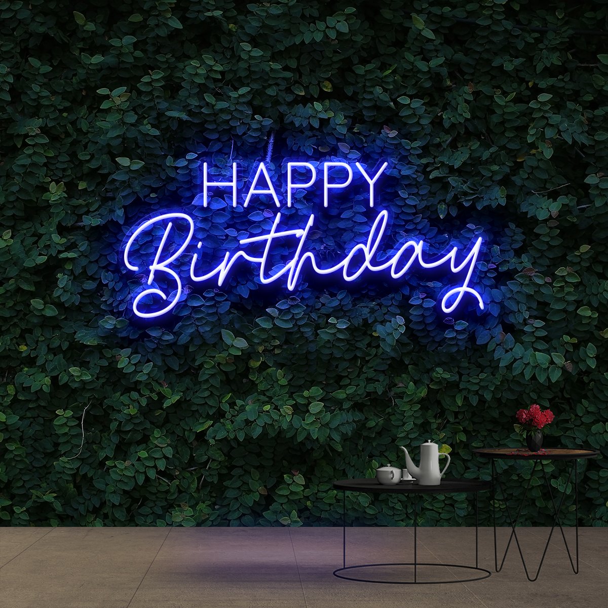 "Happy Birthday" Neon Sign 60cm (2ft) / Blue / Cut to Shape by Neon Icons