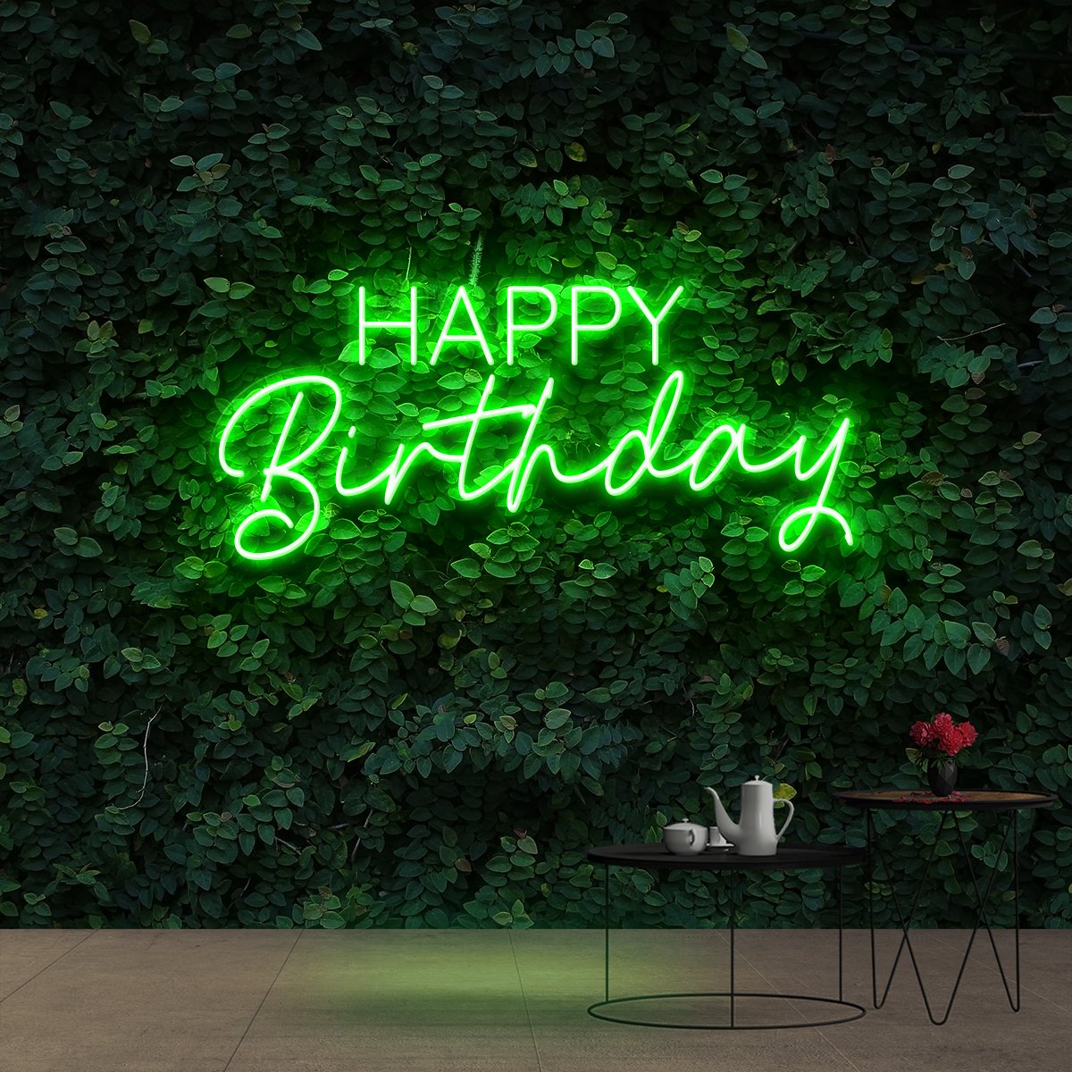 "Happy Birthday" Neon Sign 60cm (2ft) / Green / Cut to Shape by Neon Icons