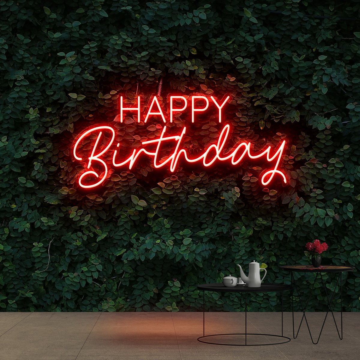 "Happy Birthday" Neon Sign 60cm (2ft) / Red / Cut to Shape by Neon Icons