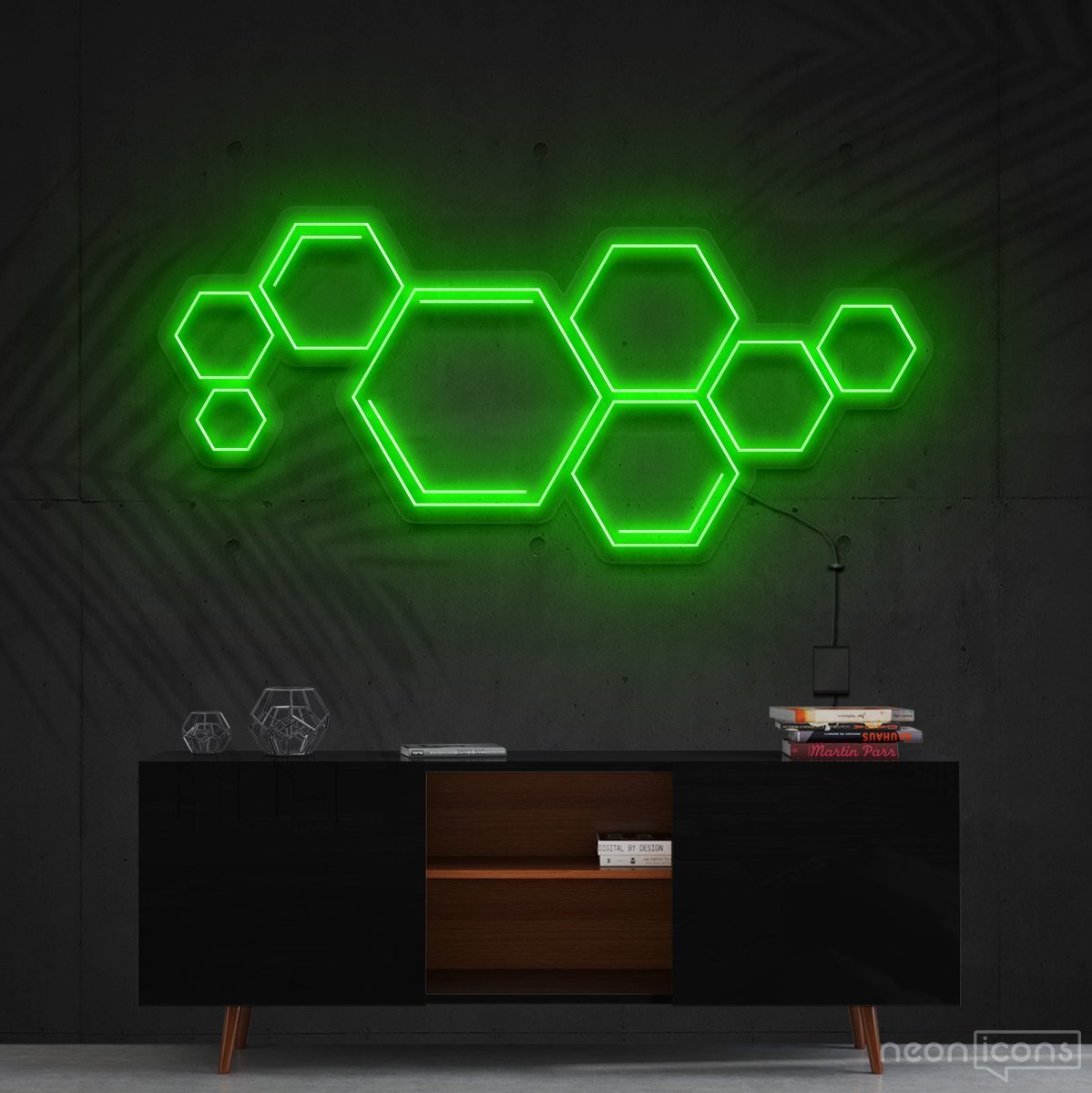 "Honeycomb" Neon Sign 60cm (2ft) / Green / Cut to Shape by Neon Icons