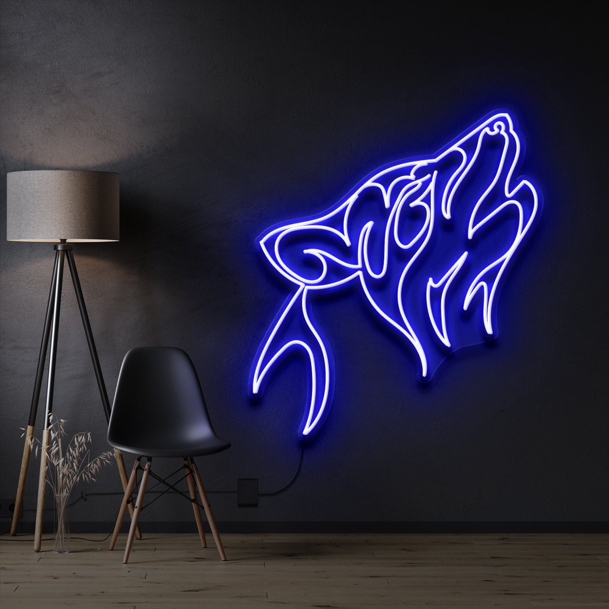 "Husky" Pet Neon Sign 60cm / Blue / Cut to Shape by Neon Icons