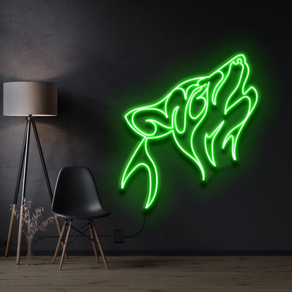 "Husky" Pet Neon Sign 60cm / Green / Cut to Shape by Neon Icons