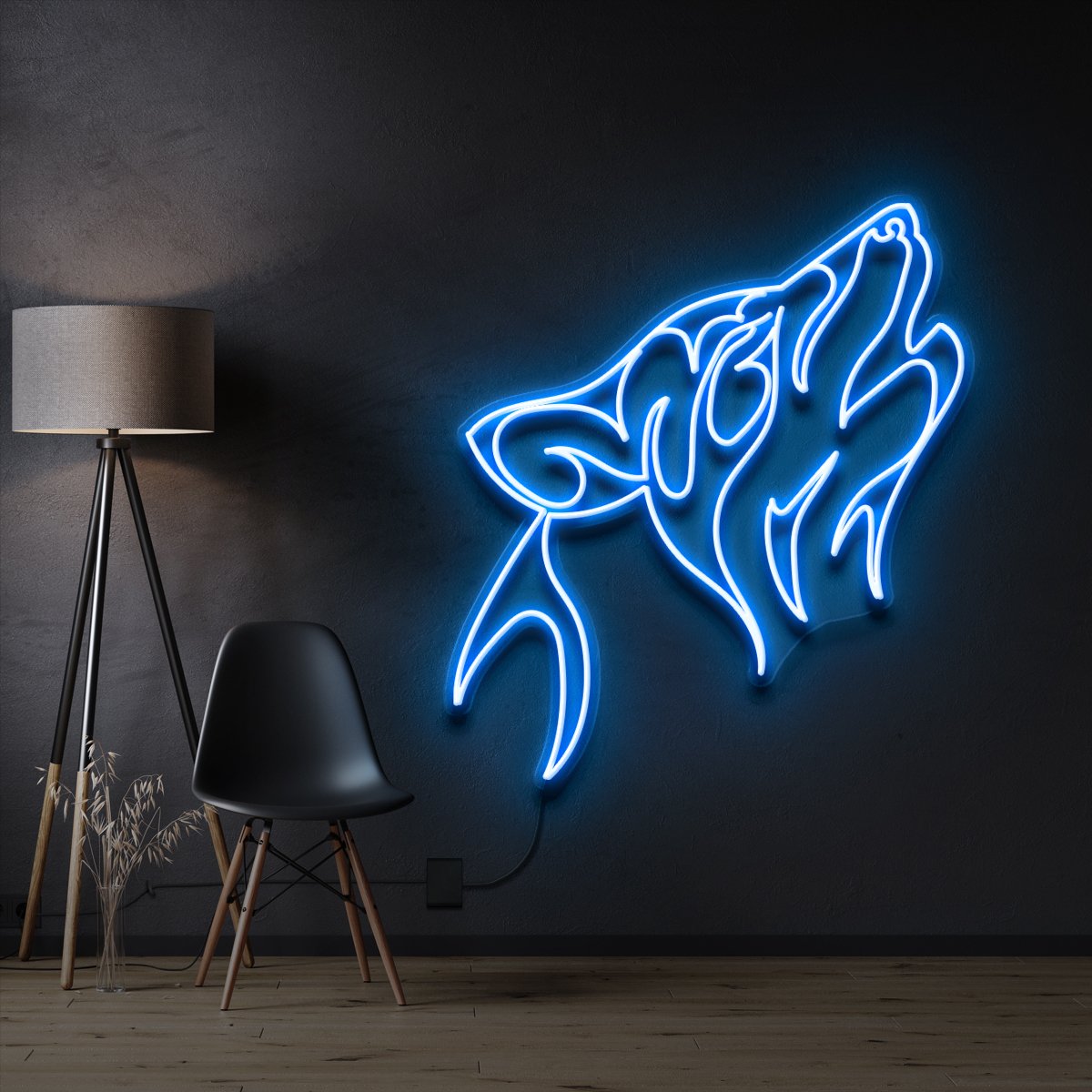 "Husky" Pet Neon Sign 60cm / Ice Blue / Cut to Shape by Neon Icons