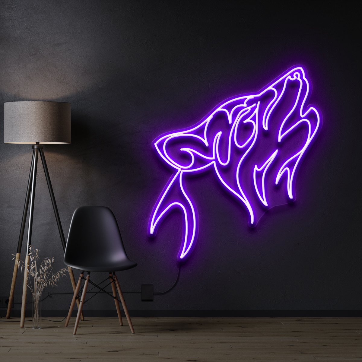 "Husky" Pet Neon Sign 60cm / Purple / Cut to Shape by Neon Icons