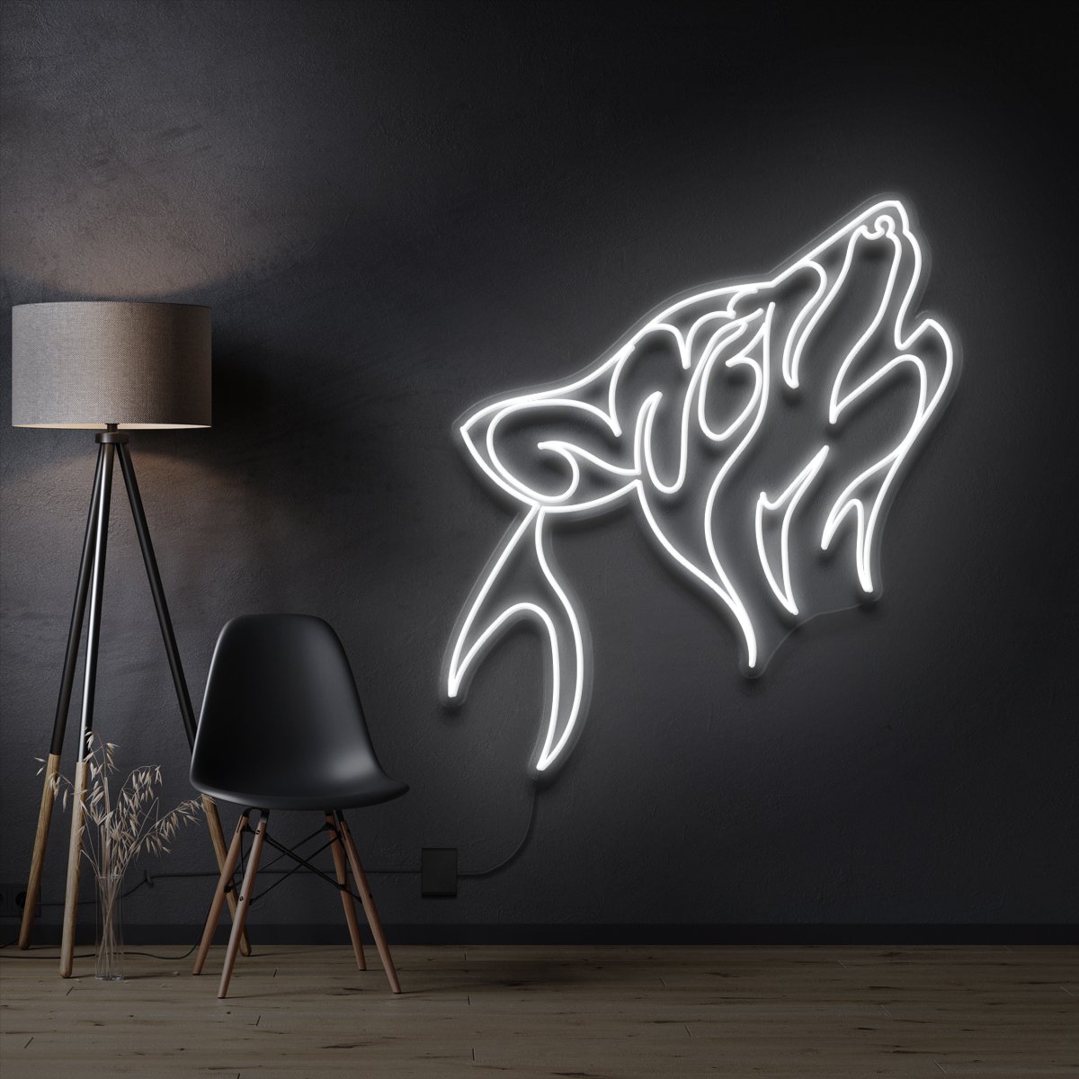 "Husky" Pet Neon Sign 60cm / White / Cut to Shape by Neon Icons