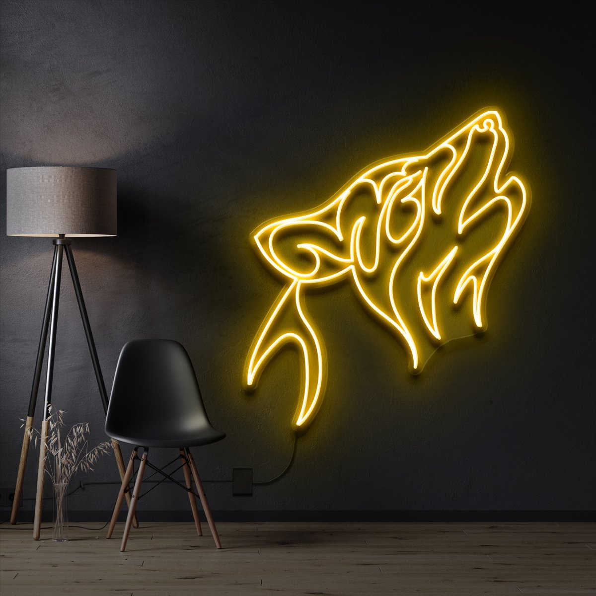 "Husky" Pet Neon Sign 60cm / Yellow / Cut to Shape by Neon Icons