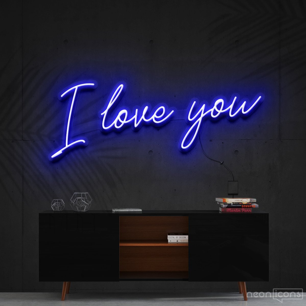 "I Love You" Neon Sign 60cm (2ft) / Blue / Cut to Shape by Neon Icons