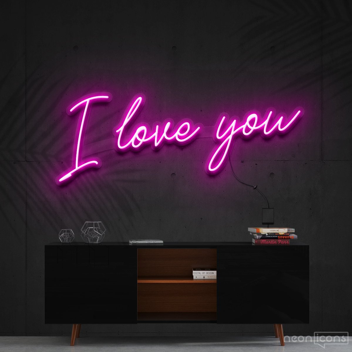 "I Love You" Neon Sign 60cm (2ft) / Pink / Cut to Shape by Neon Icons