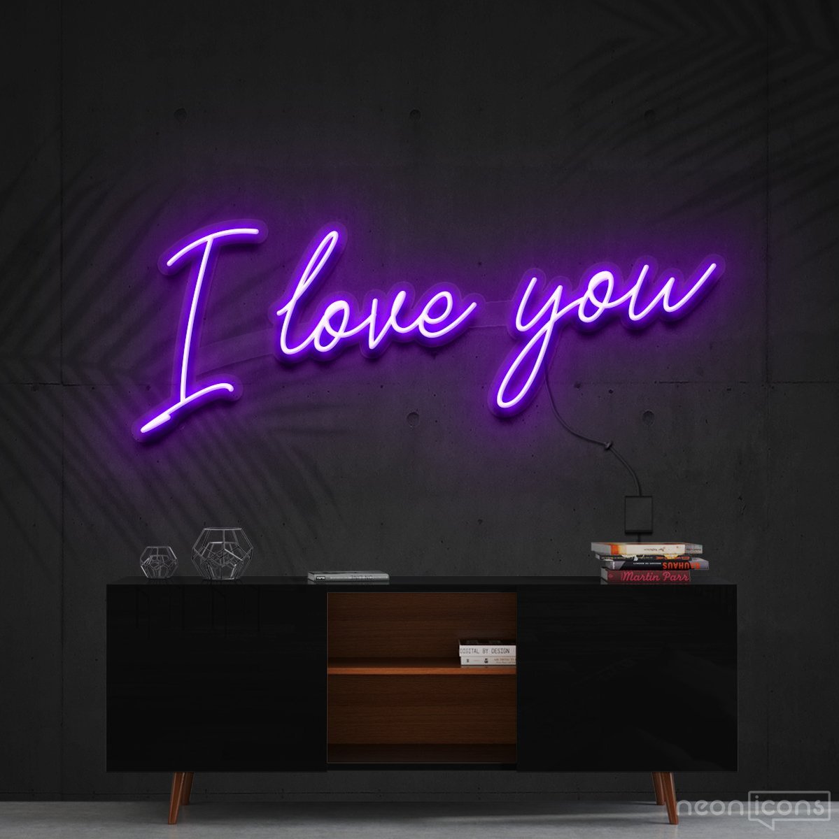 "I Love You" Neon Sign 60cm (2ft) / Purple / Cut to Shape by Neon Icons