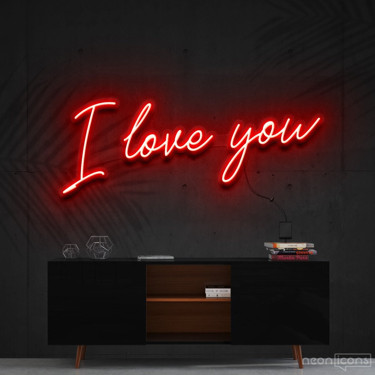 "I Love You" Neon Sign 60cm (2ft) / Red / Cut to Shape by Neon Icons