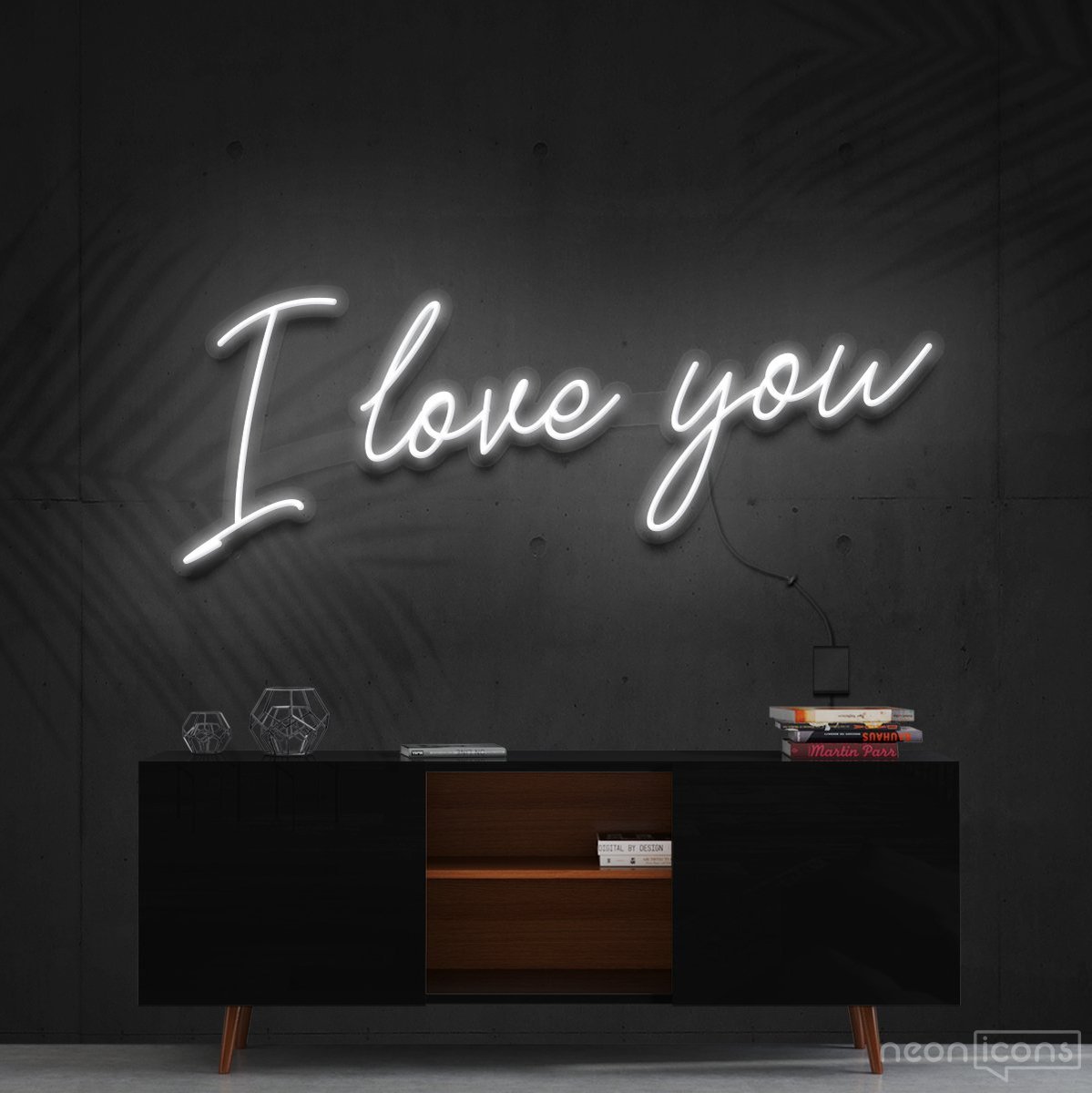 "I Love You" Neon Sign 60cm (2ft) / White / Cut to Shape by Neon Icons