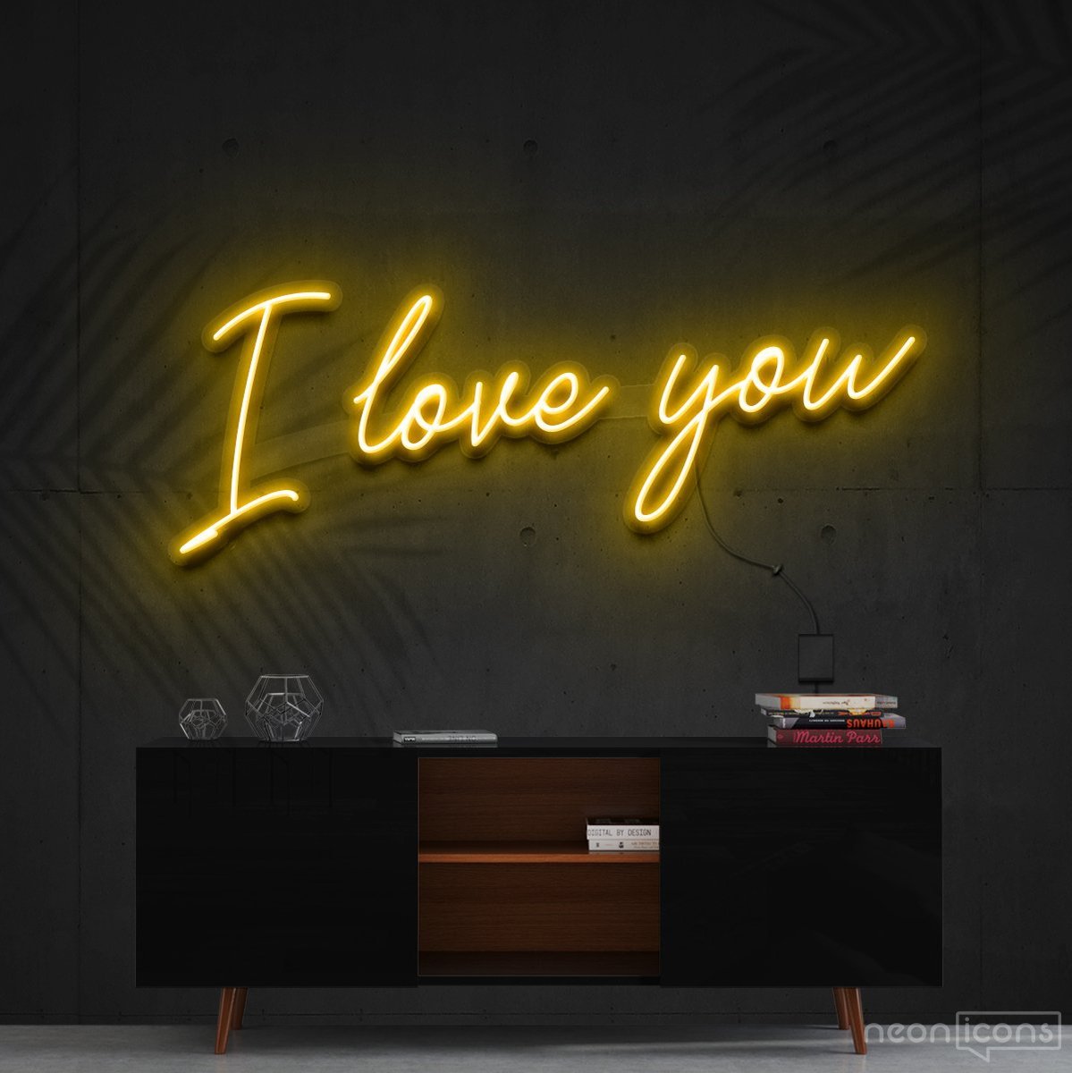 "I Love You" Neon Sign 60cm (2ft) / Yellow / Cut to Shape by Neon Icons