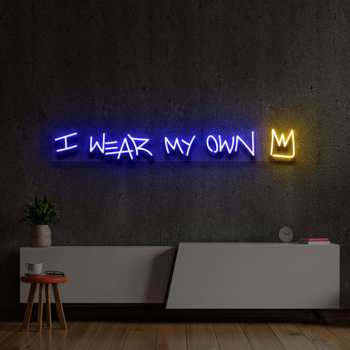 "I Wear My Own Crown" Multicolour Neon Sign 90cm (3ft) / Blue / LED Neon by Neon Icons