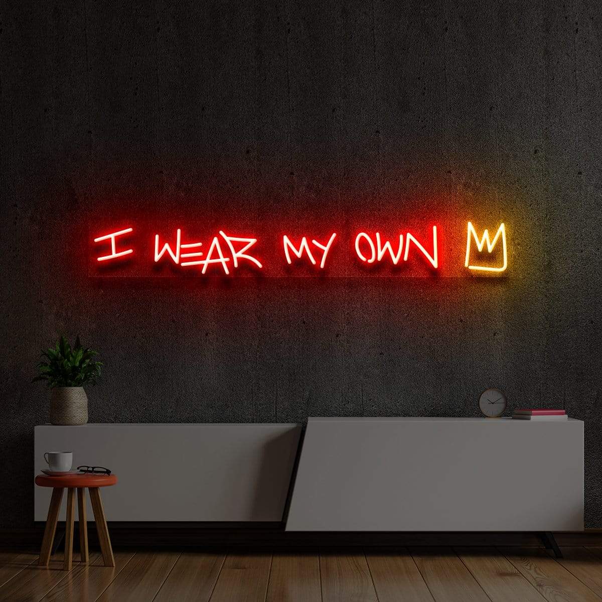 "I Wear My Own Crown" Multicolour Neon Sign 90cm (3ft) / Red / LED Neon by Neon Icons