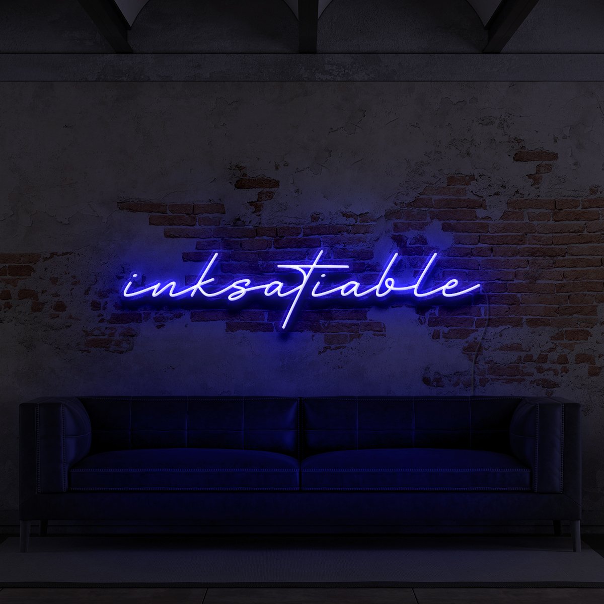 "Inksatiable" Neon Sign for Tattoo Parlours 90cm (3ft) / Blue / LED Neon by Neon Icons