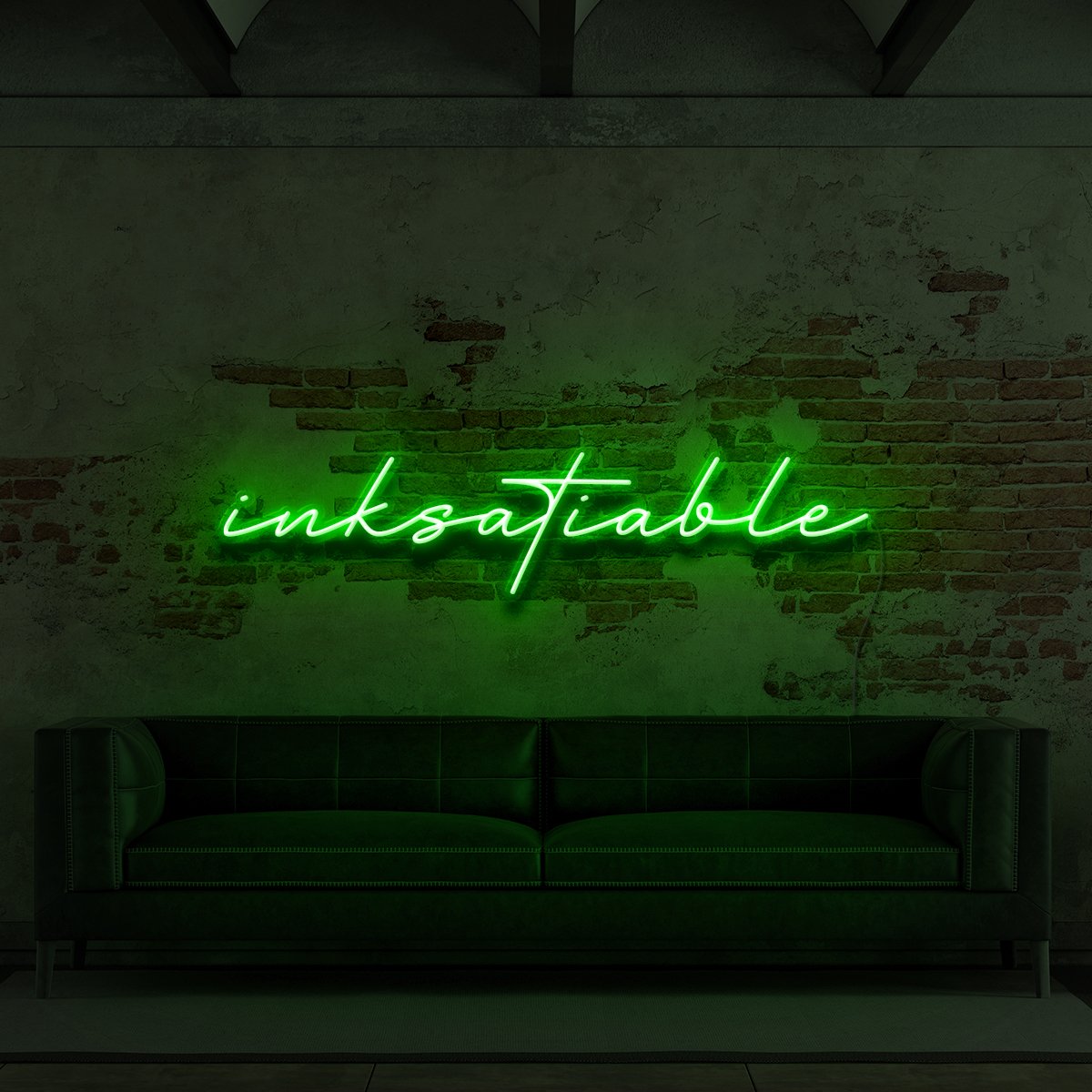 "Inksatiable" Neon Sign for Tattoo Parlours 90cm (3ft) / Green / LED Neon by Neon Icons