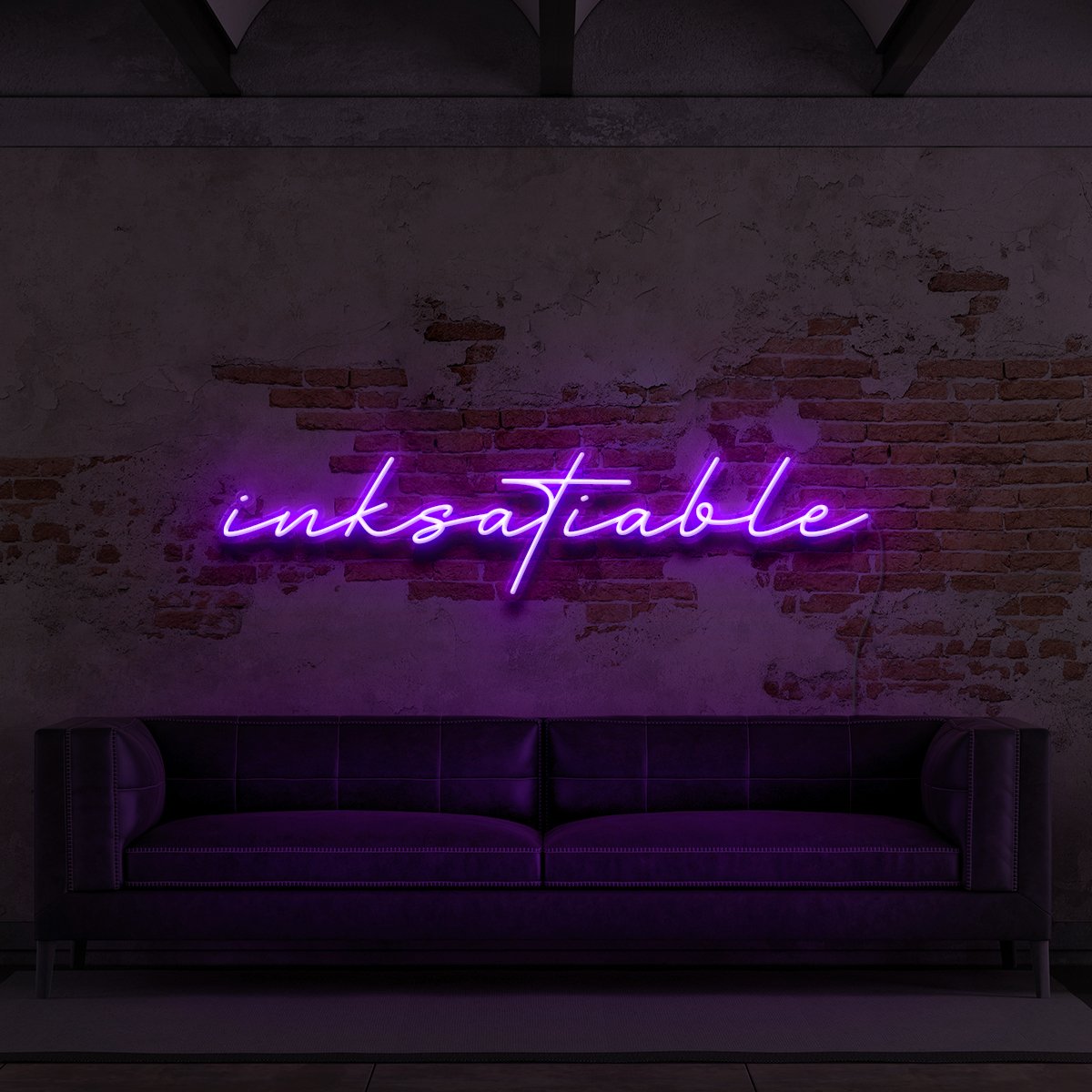 "Inksatiable" Neon Sign for Tattoo Parlours 90cm (3ft) / Purple / LED Neon by Neon Icons