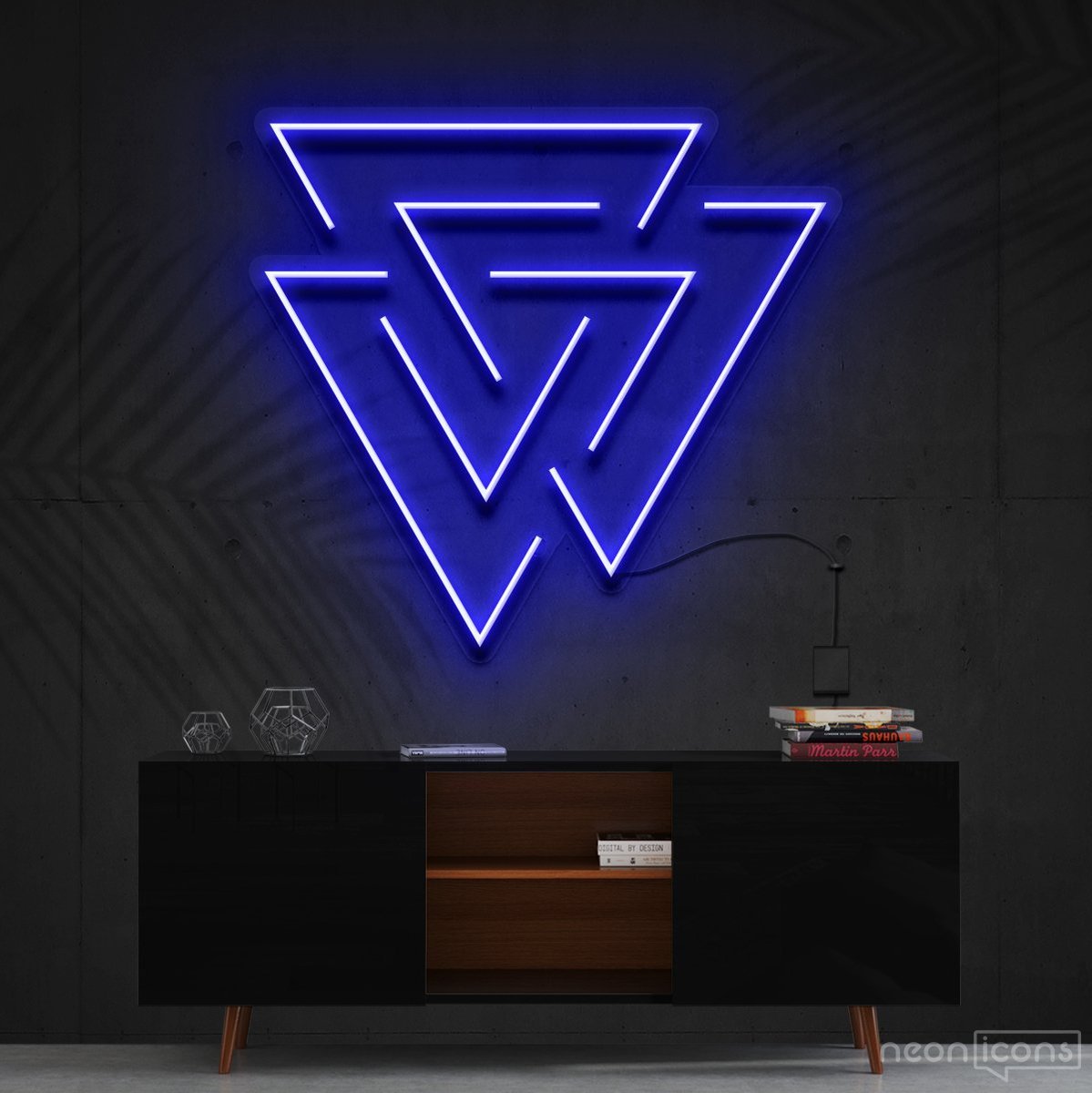 "Interlocking Triangles" Neon Sign 60cm (2ft) / Blue / Cut to Shape by Neon Icons