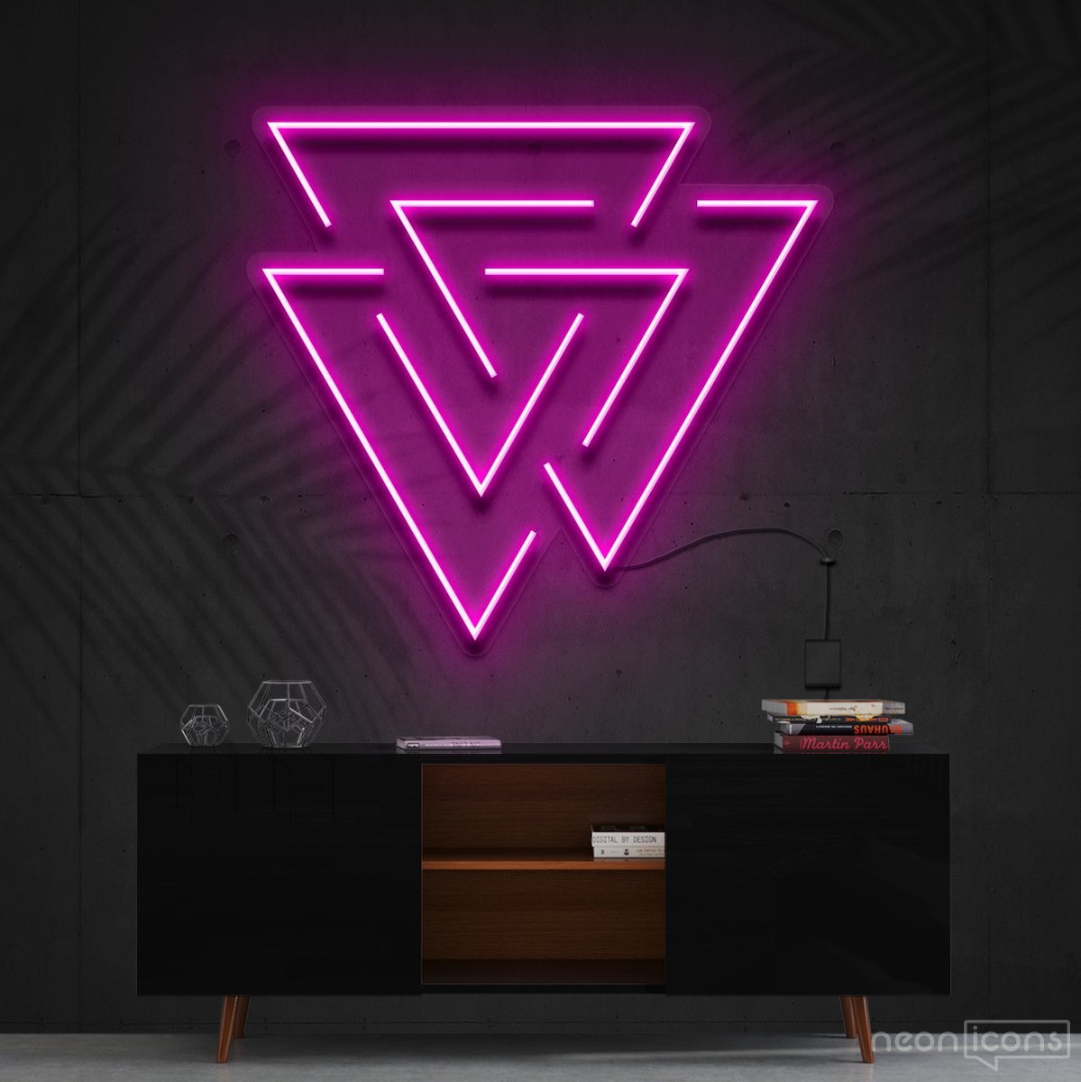 "Interlocking Triangles" Neon Sign 60cm (2ft) / Pink / Cut to Shape by Neon Icons