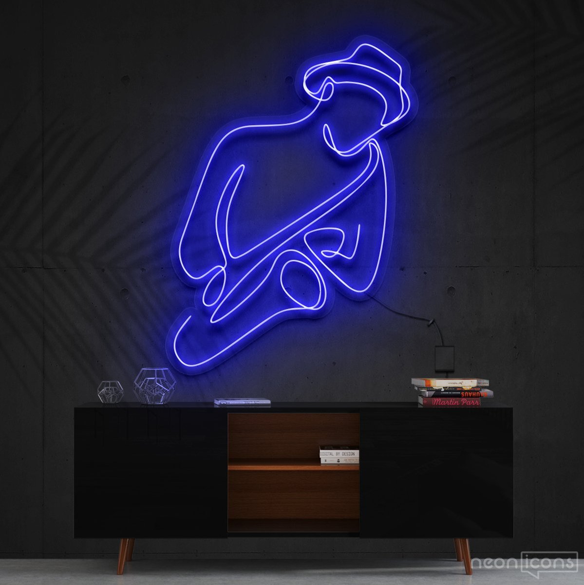 "Jazz Vibes" Neon Sign 90cm (3ft) / Blue / Cut to Shape by Neon Icons