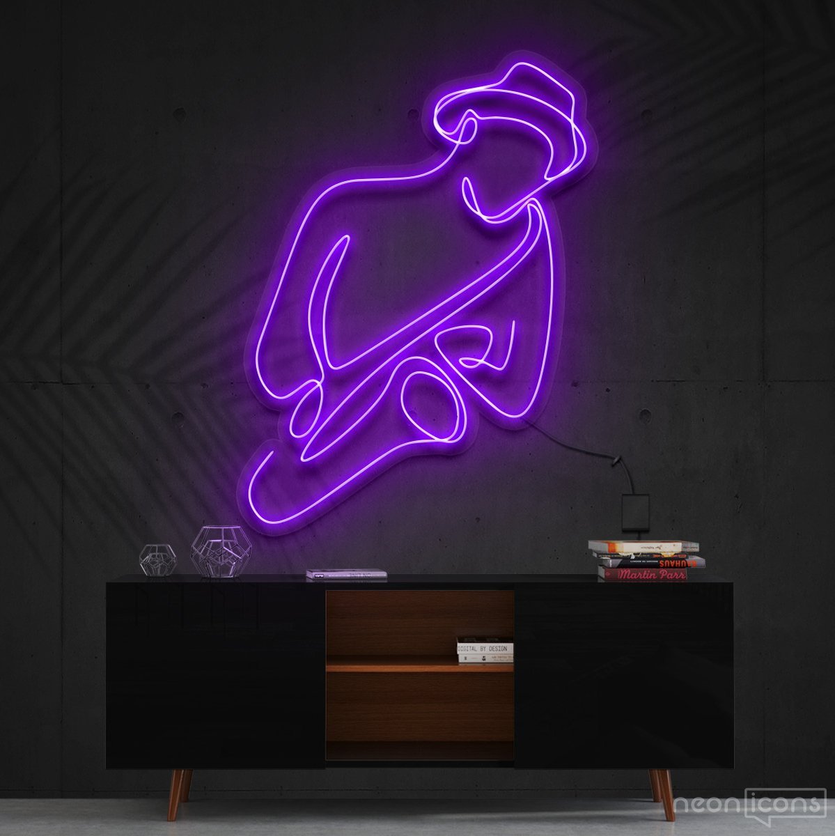 "Jazz Vibes" Neon Sign 90cm (3ft) / Purple / Cut to Shape by Neon Icons