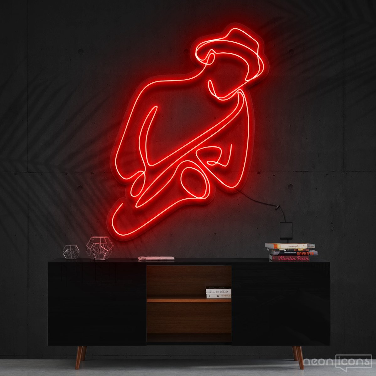 "Jazz Vibes" Neon Sign 90cm (3ft) / Red / Cut to Shape by Neon Icons