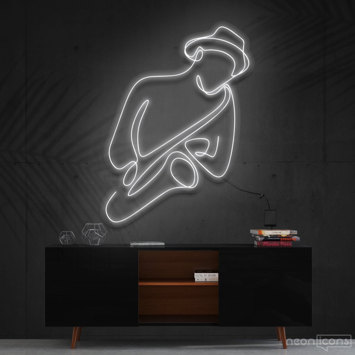 "Jazz Vibes" Neon Sign 90cm (3ft) / White / Cut to Shape by Neon Icons