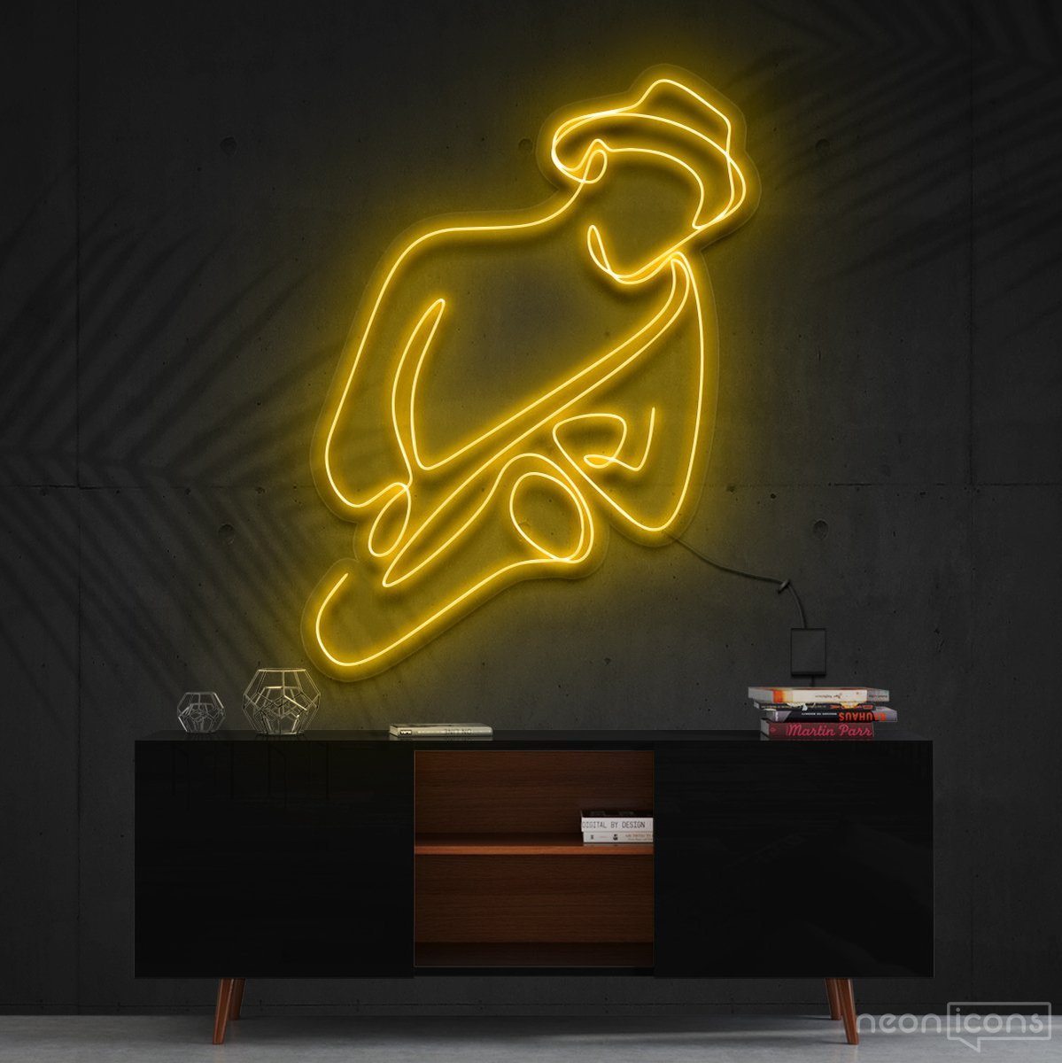 "Jazz Vibes" Neon Sign 90cm (3ft) / Yellow / Cut to Shape by Neon Icons