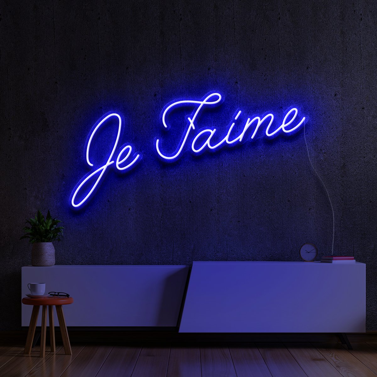 "Je T'aime (I Love You)" Neon Sign 60cm (2ft) / Blue / LED Neon by Neon Icons