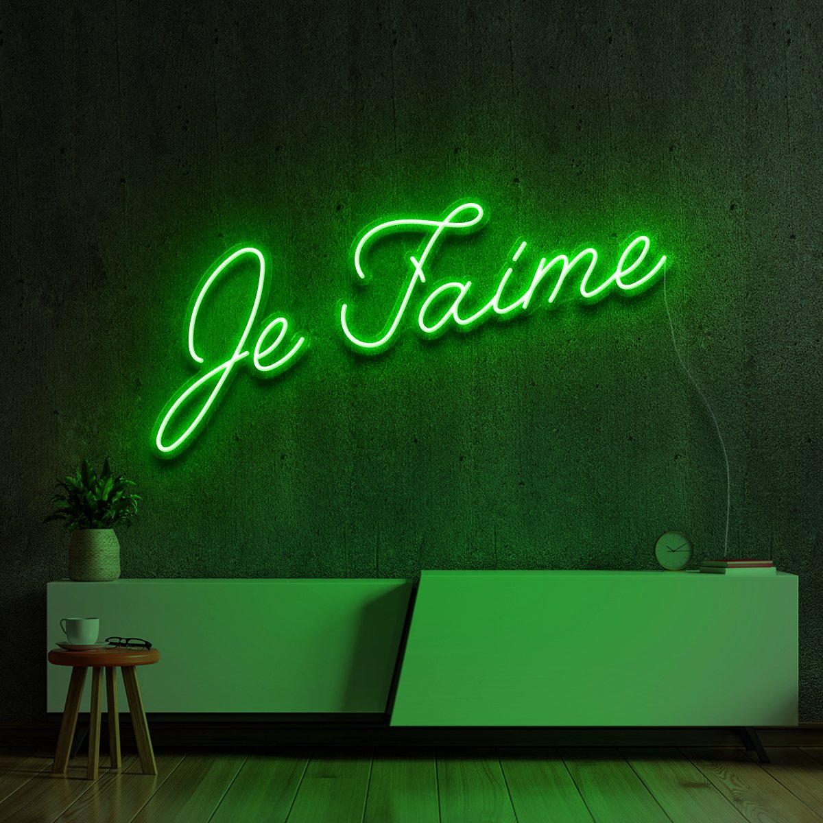 "Je T'aime (I Love You)" Neon Sign 60cm (2ft) / Green / LED Neon by Neon Icons