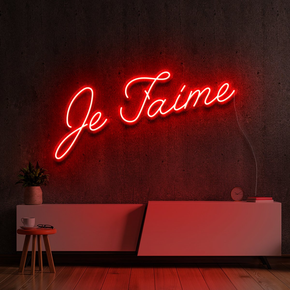 "Je T'aime (I Love You)" Neon Sign 60cm (2ft) / Red / LED Neon by Neon Icons