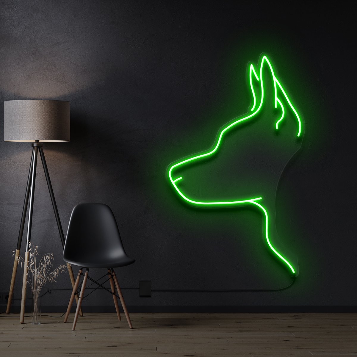 "Kelpie Dog" Pet Neon Sign 60cm / Green / Cut to Shape by Neon Icons