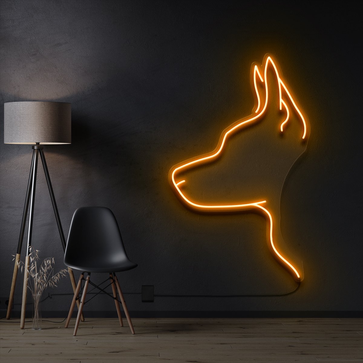 "Kelpie Dog" Pet Neon Sign 60cm / Orange / Cut to Shape by Neon Icons