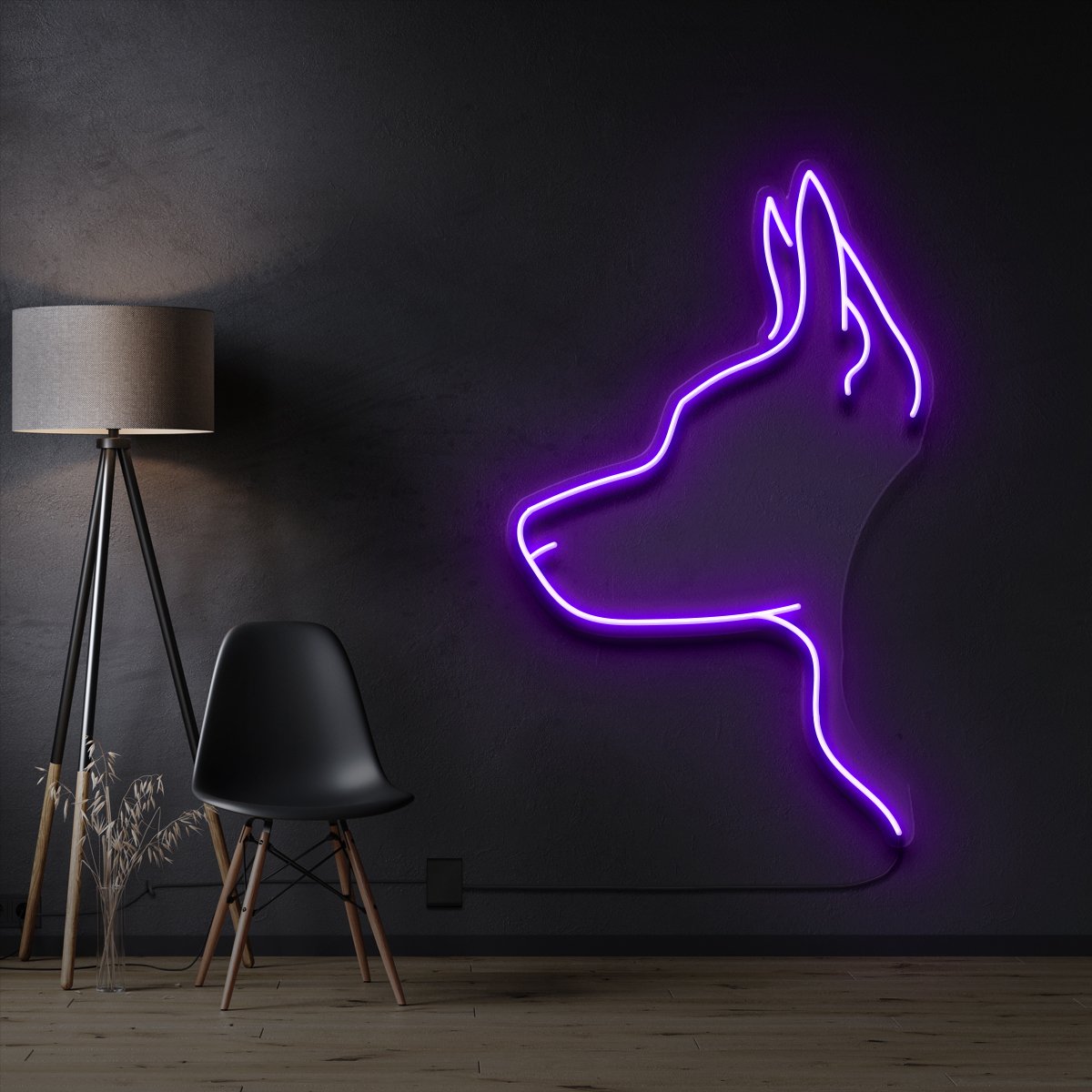 "Kelpie Dog" Pet Neon Sign 60cm / Purple / Cut to Shape by Neon Icons