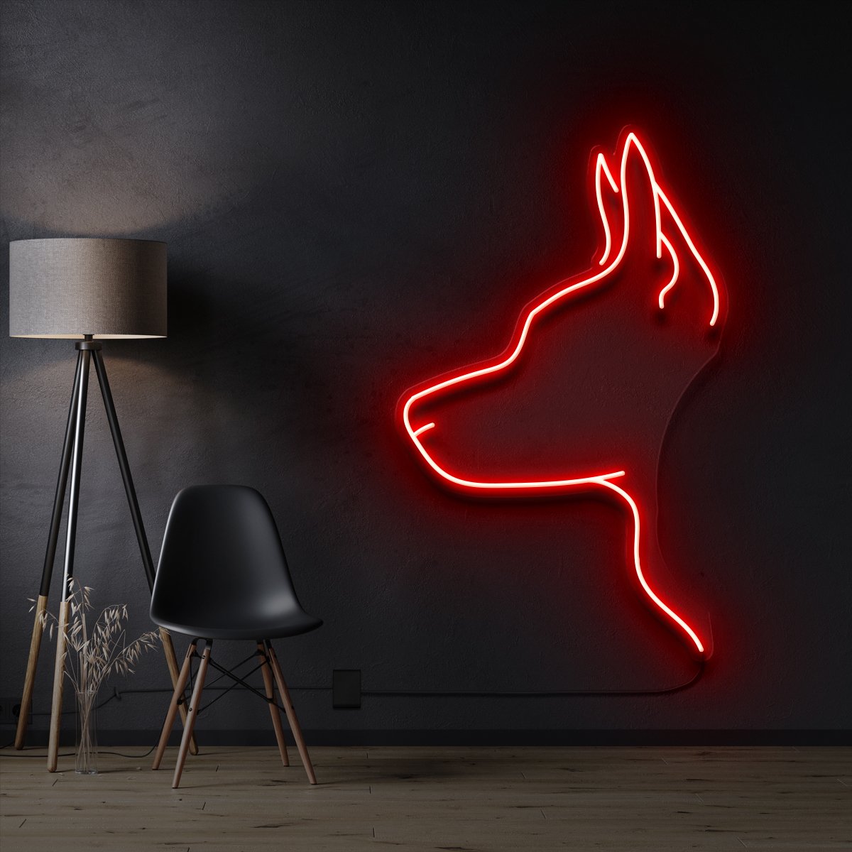 "Kelpie Dog" Pet Neon Sign 60cm / Red / Cut to Shape by Neon Icons