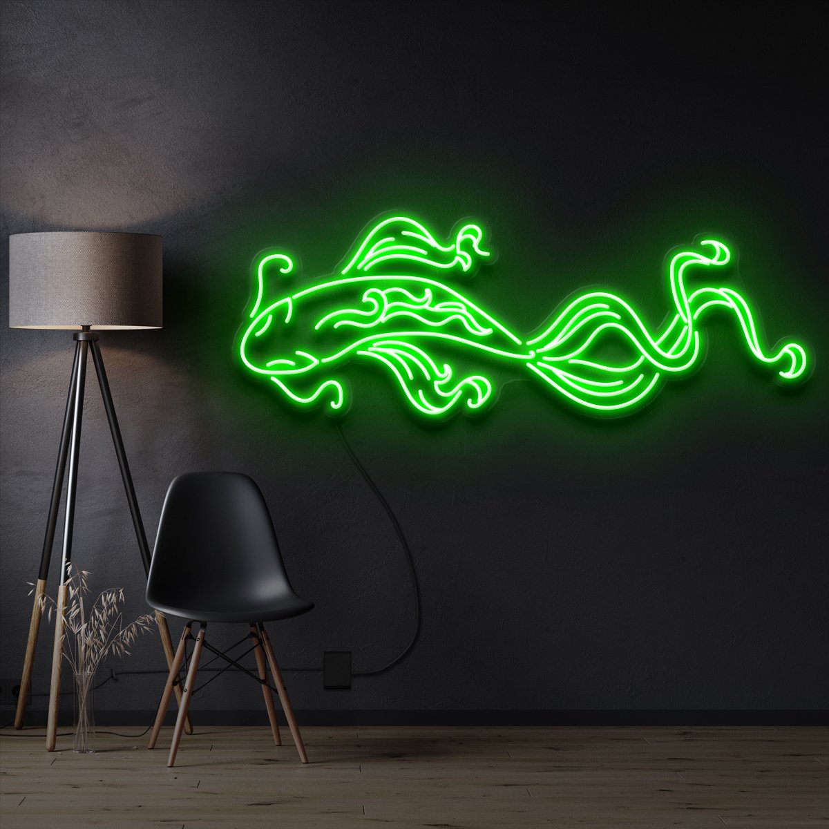 "Koi Fish" Pet Neon Sign 90cm / Green / Cut to Shape by Neon Icons