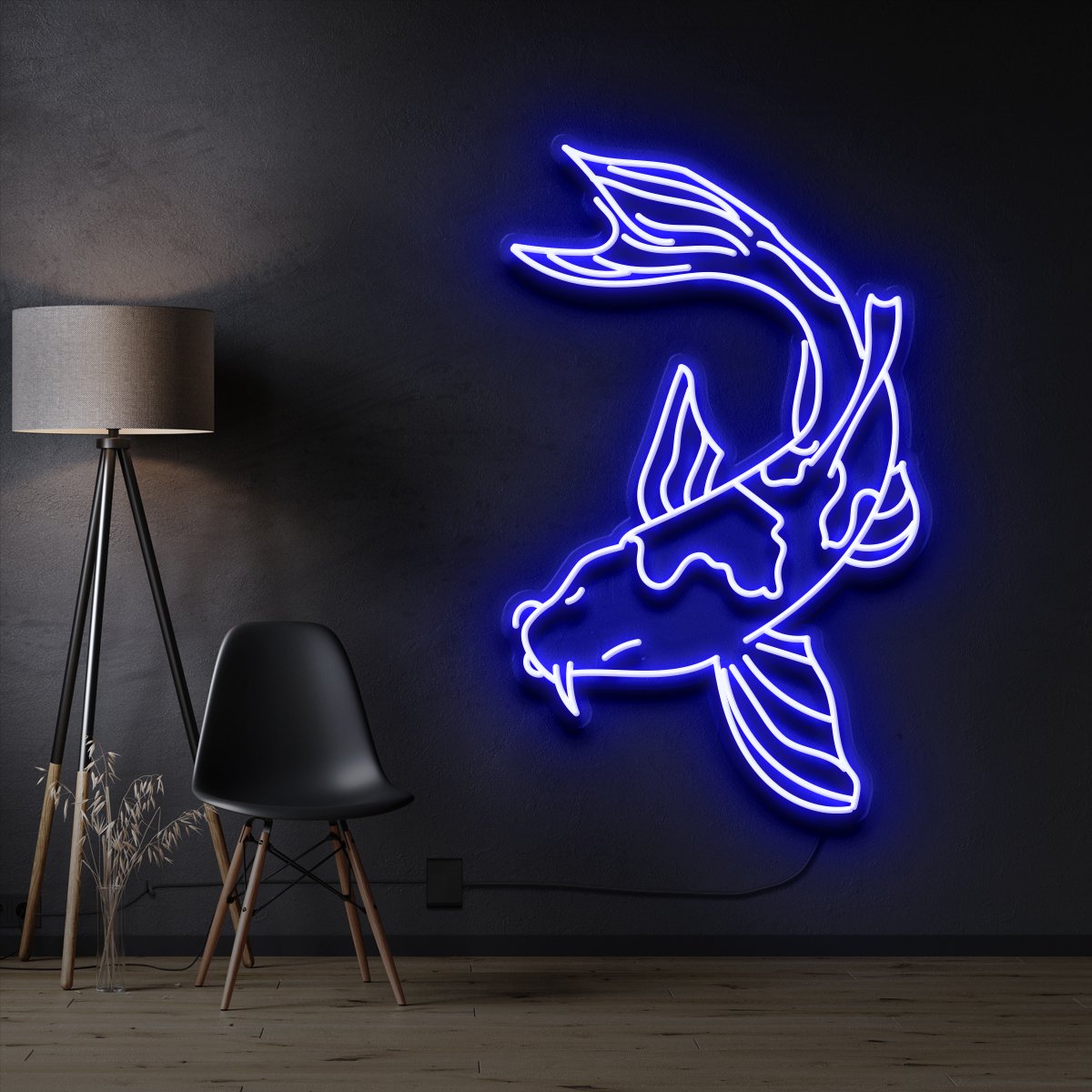"Koi Fish V2" Pet Neon Sign 60cm / Blue / Cut to Shape by Neon Icons