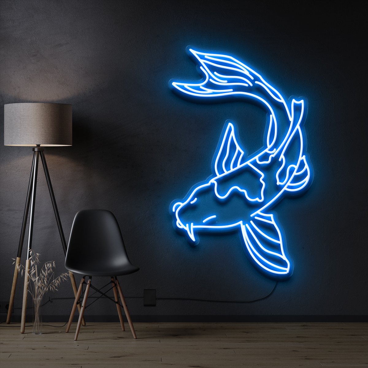 "Koi Fish V2" Pet Neon Sign 60cm / Ice Blue / Cut to Shape by Neon Icons