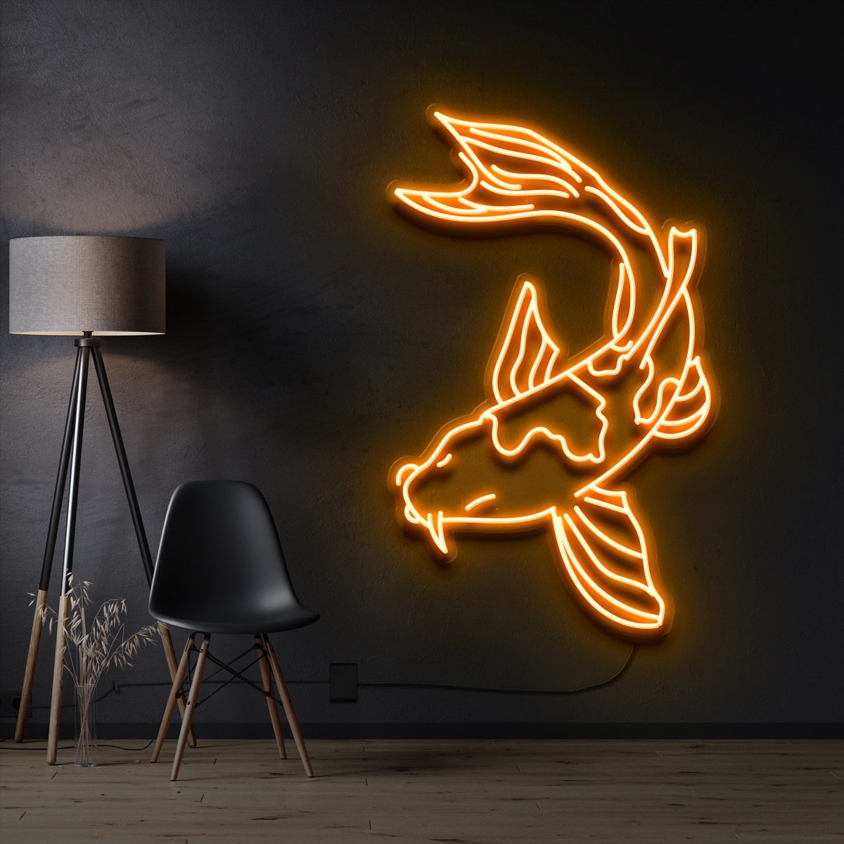 "Koi Fish V2" Pet Neon Sign 60cm / Orange / Cut to Shape by Neon Icons