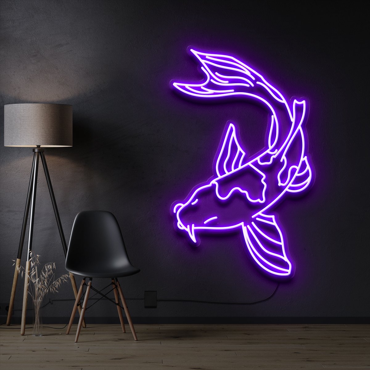 "Koi Fish V2" Pet Neon Sign 60cm / Purple / Cut to Shape by Neon Icons